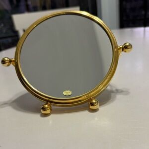 NWOT Mirror, countertop, magnifier/regular sided, gold